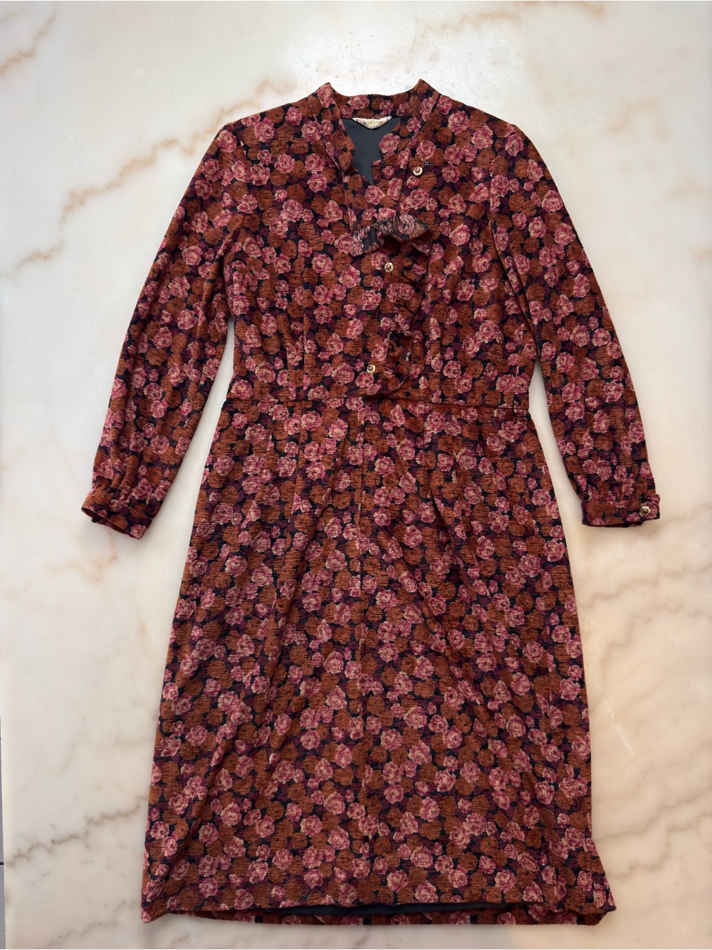 St. Sharay Paris Vintage Rose Tapestry Dress - Textured Chenille Floral
